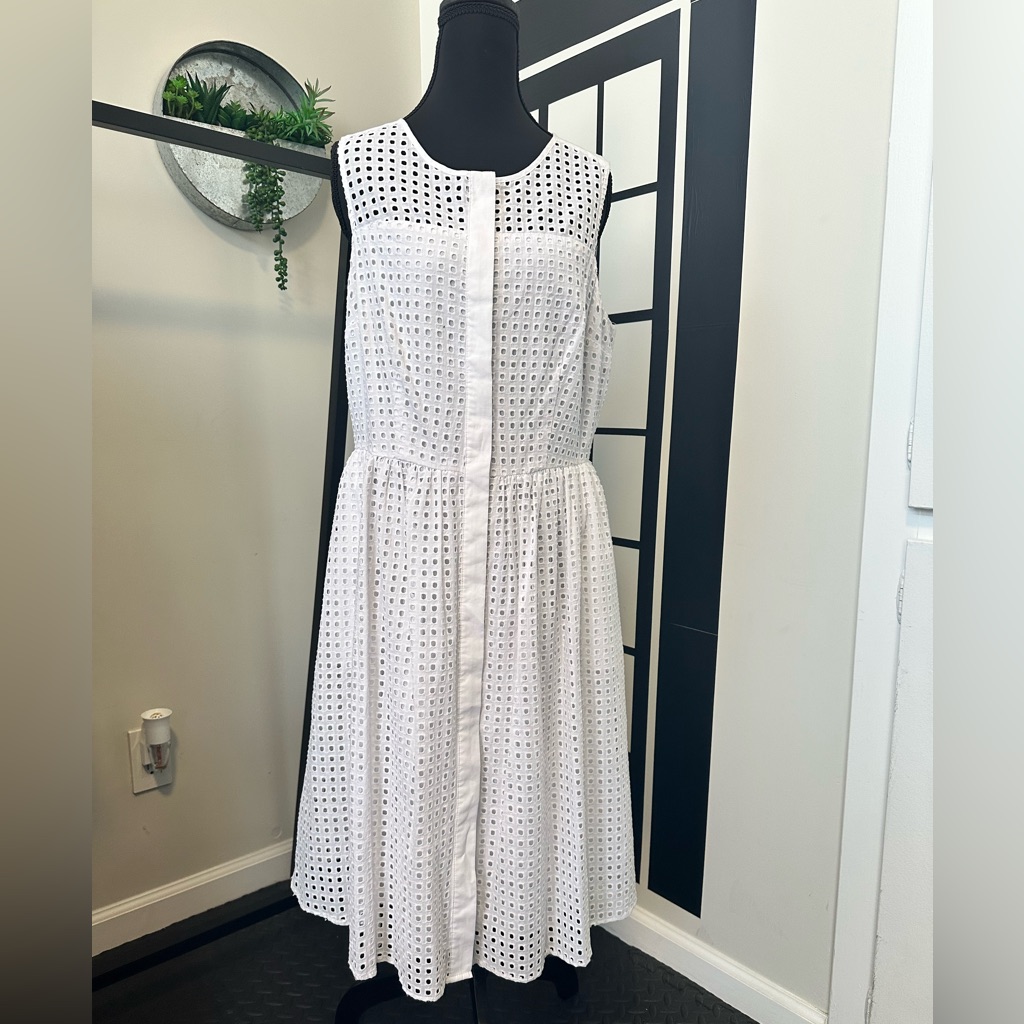Maison Jules White Eyelet Midi Dress